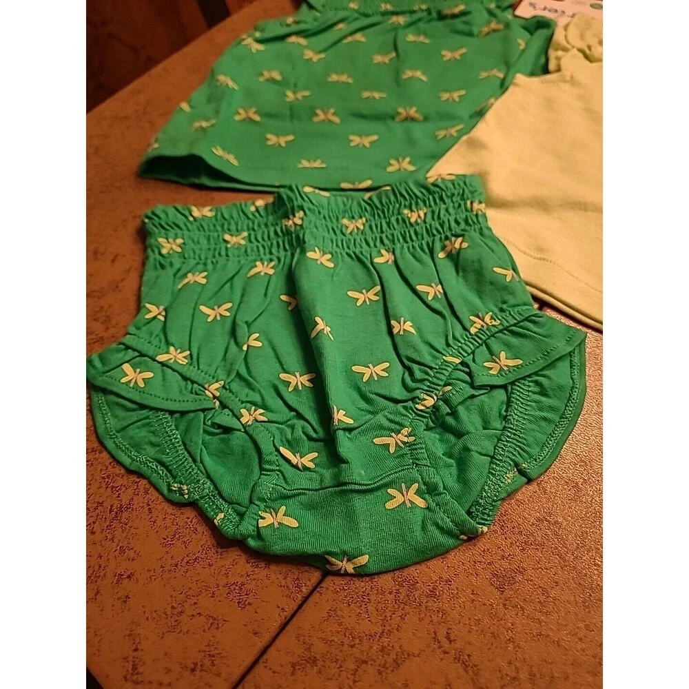 Carter’s Girls 3pcs Diaper Cover Set, Size 6M, Green Bow - NEW